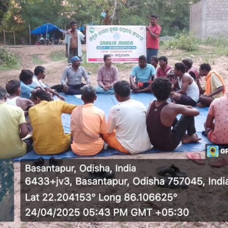 Farmer mobilisation meeting in village